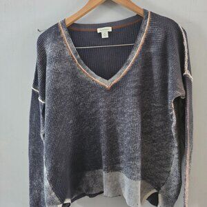 Sundance Cotton Waffle V Neck reverse dye Sweater size M